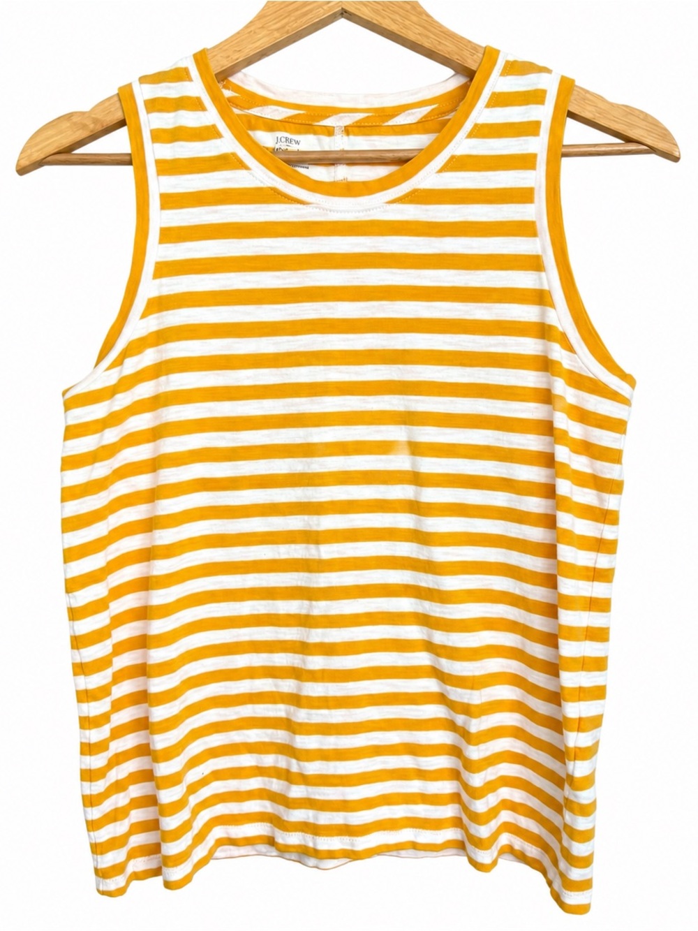 J. Crew Yellow/Orange & White Striped Girlfriend Tank, Size Small